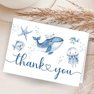 Nautical Sailor Whale Baby Shower Thank You Card