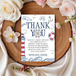 Nautical Sailor Wheel Birthday Thank You Card