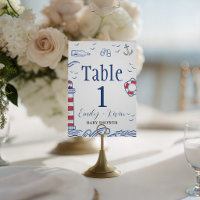 Nautical Sailor Wheel Shower Table Numbers Sign