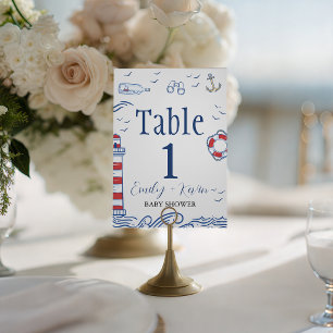 Nautical Sailor Wheel Shower Table Numbers Sign