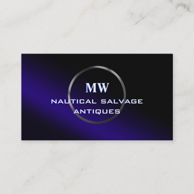 Nautical Salvage Antiques, silver ring logo Business Card (Front)