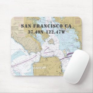 Nautical San Francisco CA Latitude Longitude Mouse Pad