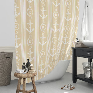 Nautical Sand White Anchor Rope Monogram