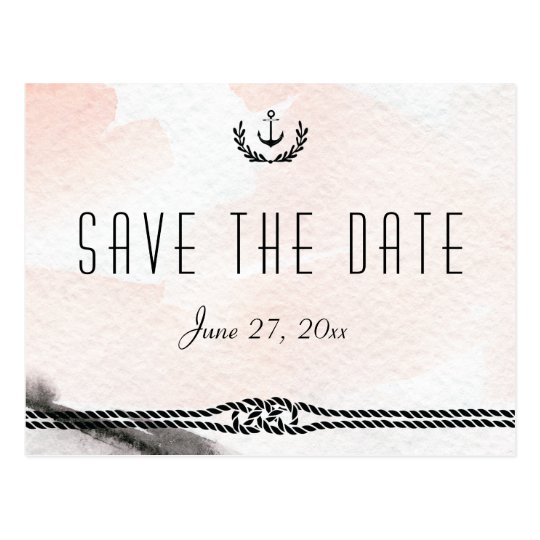 Nautical Save The Date Postcards Watercolor Peach
