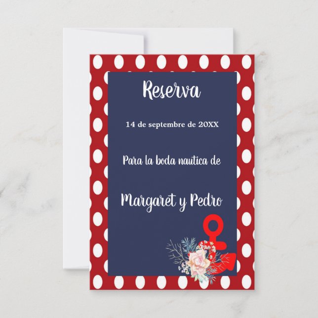 Nautical Save the Date pour mariage en espagnol (Devant)