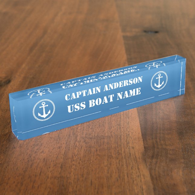 Nautical Sea Anchor Captain and Boat Nameplate (Side)