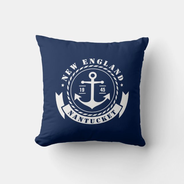 Nautical, Sea, Anchor, Label, Throw Pillow (Front)