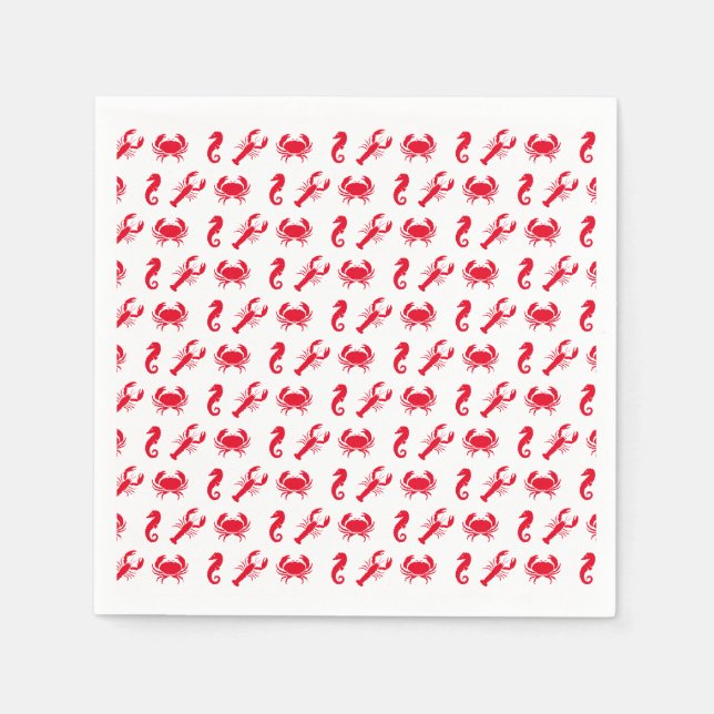 Nautical Sea Animals pattern lobster crab seahorse Napkin (Front)