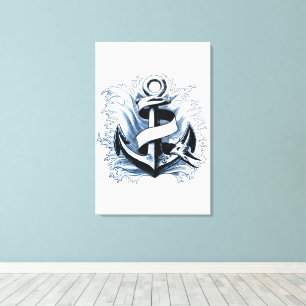 Nautical Sea Blue Anchor Canvas Print