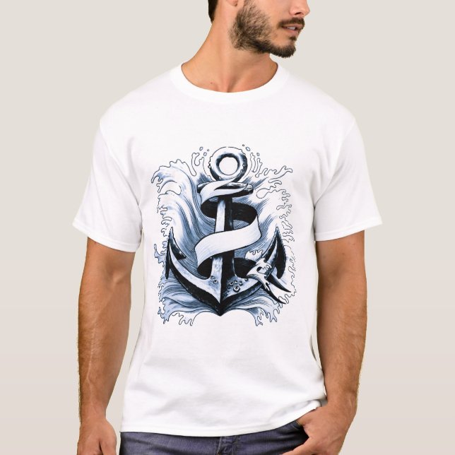 Nautical Sea Blue Anchor T-Shirt (Front)