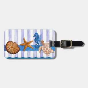 Nautical Sea Creatures Luggage Tag