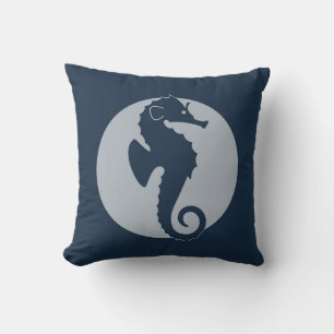 Nautical Sea Horse Throw Pillow