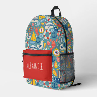 Nautical Sea Life Personalized Printed Backpack