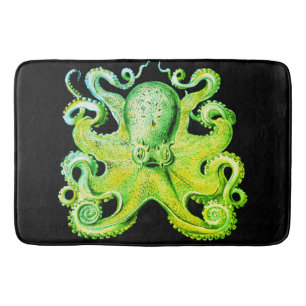 Nautical sea Octopus bath mat green lime