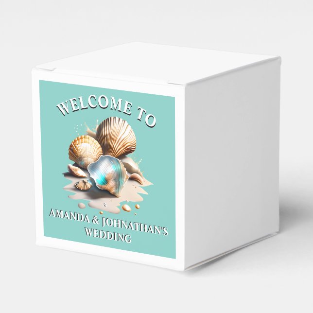 Nautical sea shell 3D seashells marine beach Favor Box (Front Side)