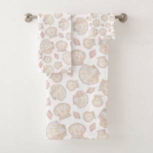 Nautical Sea Shell Pattern Bath Towel Set