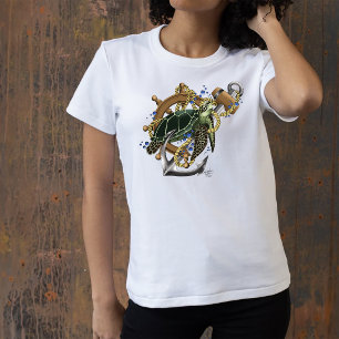 Nautical Sea Turtle Anchor Ship Wheel Blue T-Shirt