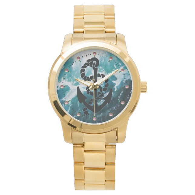 NAUTICAL / SEA WAVES ,ANCHOR AND ROPE WATCH (Front)