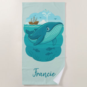 Nautical Sea Whale Beach Towel