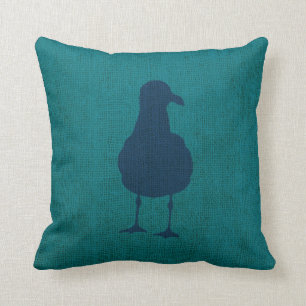 Nautical Seagulls Green Blue Throw Pillow