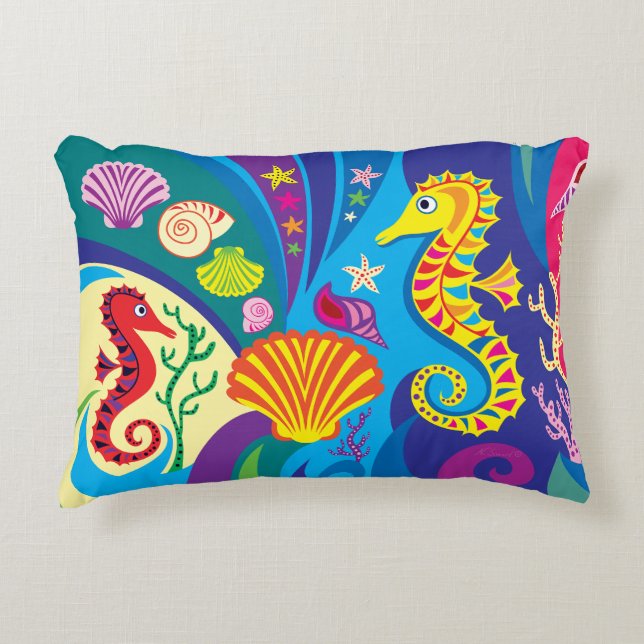 Nautical Seahorse Accent Pillow (Front)
