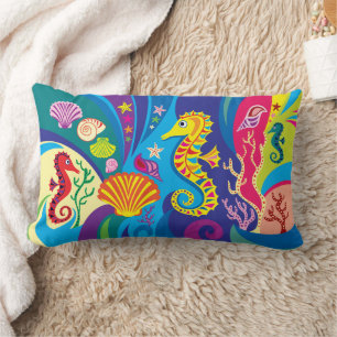 Nautical Seahorse Lumbar Pillow