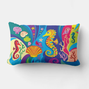 Nautical Seahorse Lumbar Pillow