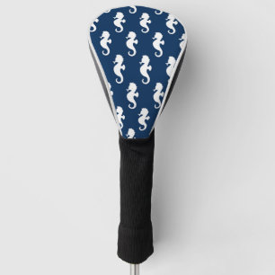 Nautical Seahorse Navy Blue White Ocean Sea Animal Golf Head Cover
