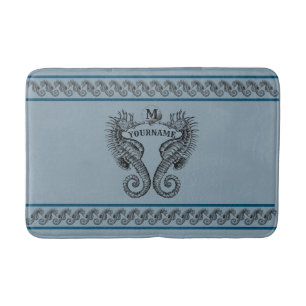 Nautical Seahorse Personalized Template Bath Mat