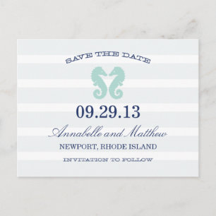 NAUTICAL SEAHORSE   SAVE THE DATE POST CARD