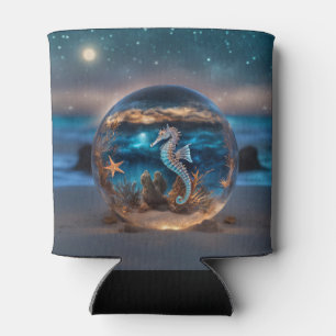 Nautical Seahorse Starfish Fantasy Can Cooler