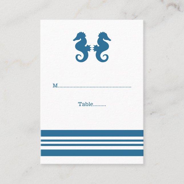 Nautical Seahorse Wedding Place Cards (Front)