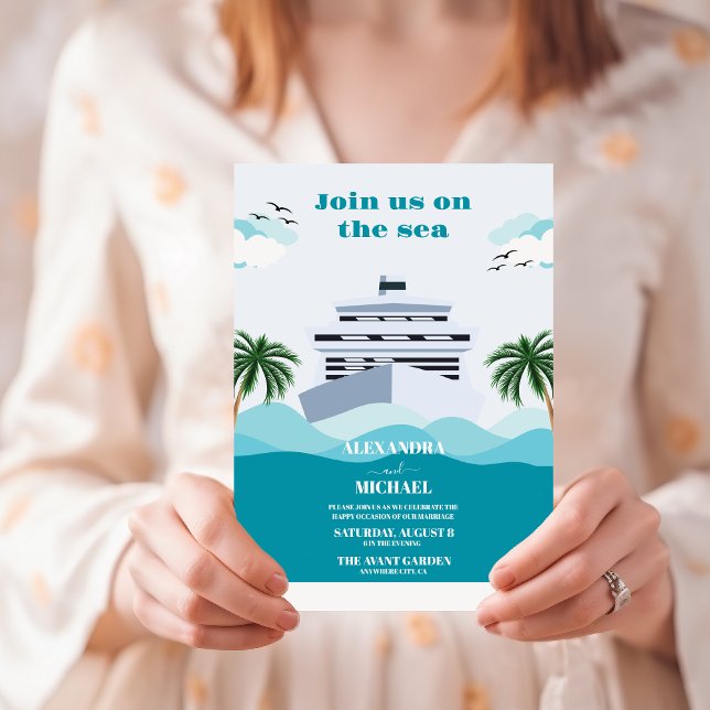 Nautical Seascape Cruise Palm Wedding Invitation (Creator Uploaded)