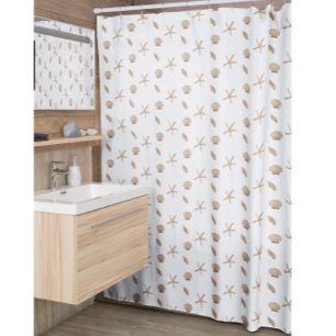 Nautical Seashell  and Starfish Pattern White Blue