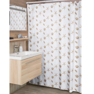 Nautical Seashell  and Starfish Pattern White Blue