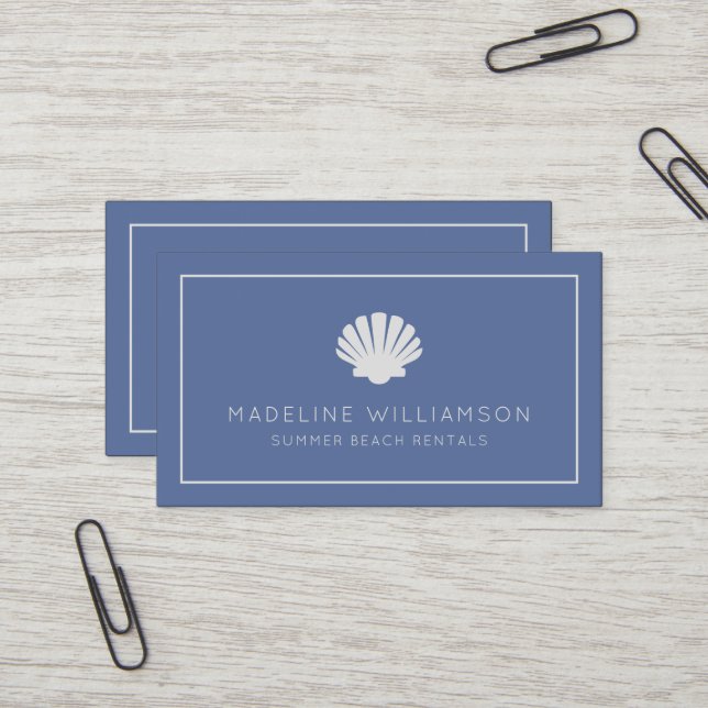 Nautical Seashell Beach Theme Business Card (Front/Back In Situ)
