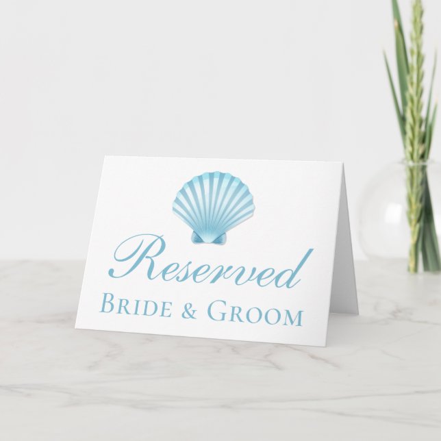 Nautical Seashell Blue Beach Wedding Reserved Invitation (Front)
