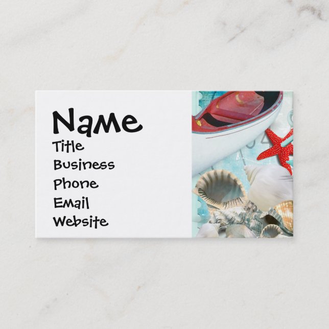 Nautical Seashells Anchor Starfish Beach Theme Business Card (Front)