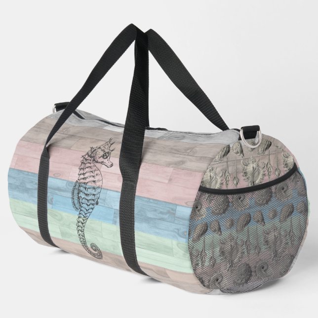 Nautical Seashells Large Duffel Bag (Right Corner)