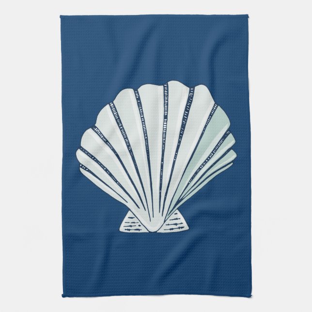 Nautical Seaside Shell Kitchen Towel (Vertical)