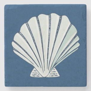 Nautical Seaside Shell Stone Coaster