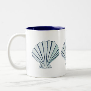 Nautical Seaside Shell Two-Tone Coffee Mug