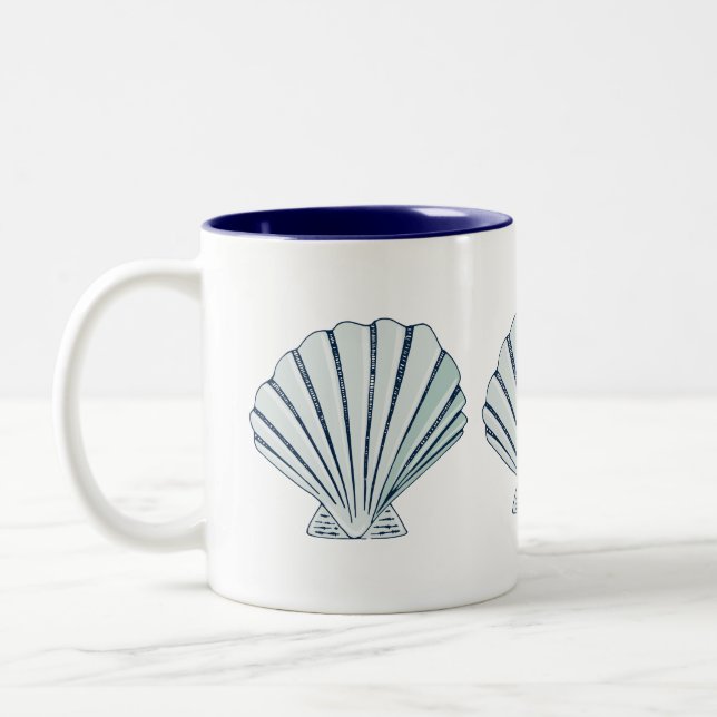 Nautical Seaside Shell Two-Tone Coffee Mug (Left)