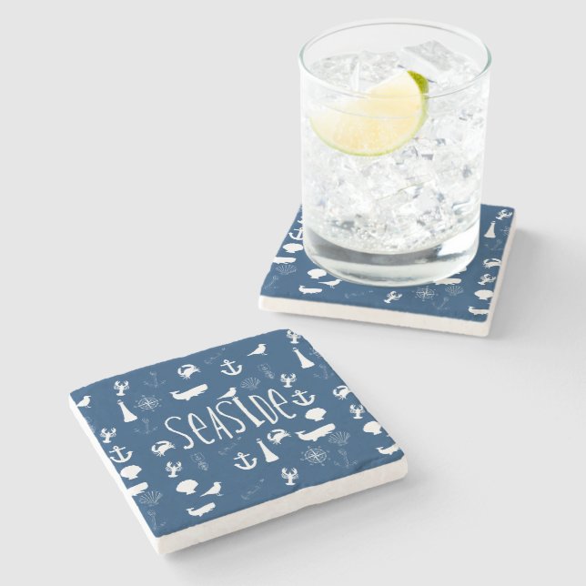 Nautical Seaside Stone Coaster (Side)
