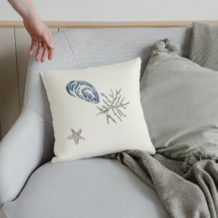 Nautical seaweed sea aqua antique sea life coastal throw pillow