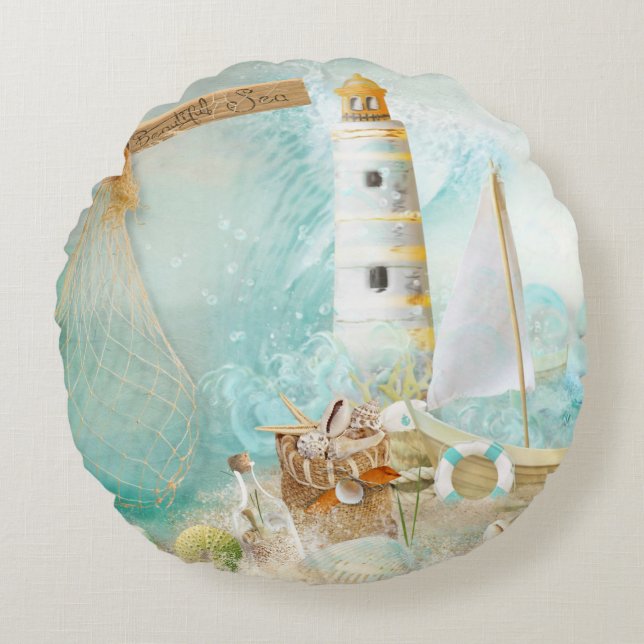 Nautical Series Design 11 Round Pillow (Front)