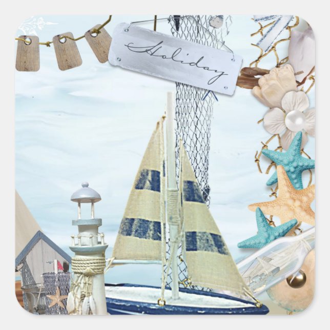 Nautical Series Design 4  Square Sticker (Front)