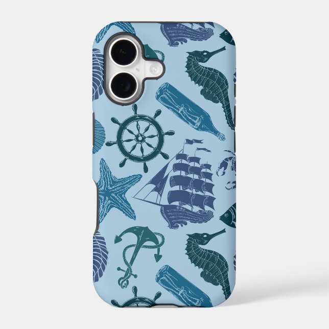 Nautical Shades Of Blue Pattern (Back)
