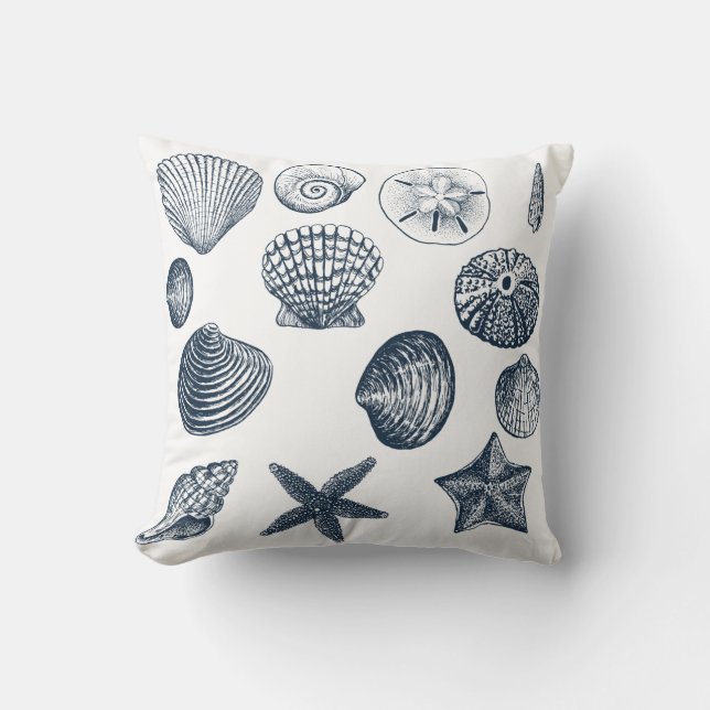 Nautical Shells Throw Pillow (Front)