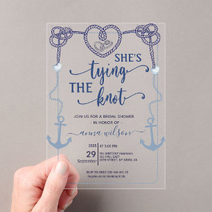 Nautical She's Tying the Knot Bridal Shower  Acrylic Invitations